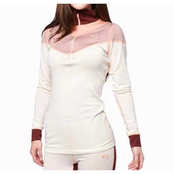 Kari Traa Women XL Baselayer Wool Blend ¹/⁴ Zip Long Sleeve Slim Fit Mock Neck - Picture 1 of 15